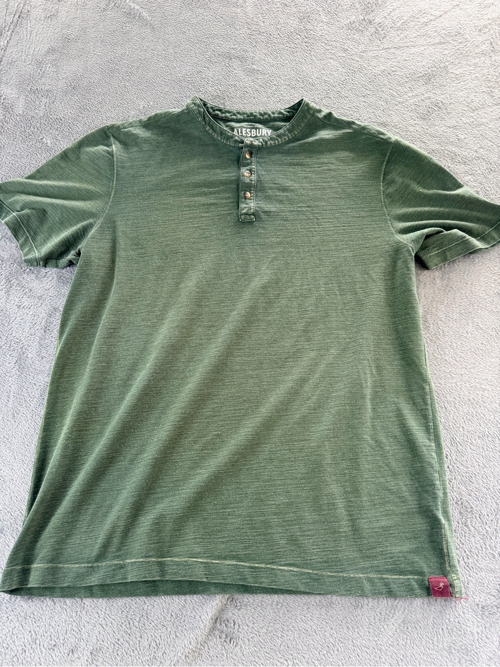 Alesbury Henley Shirt Short Sleeve Men's XL Green Cotton Blend Peru Rugged